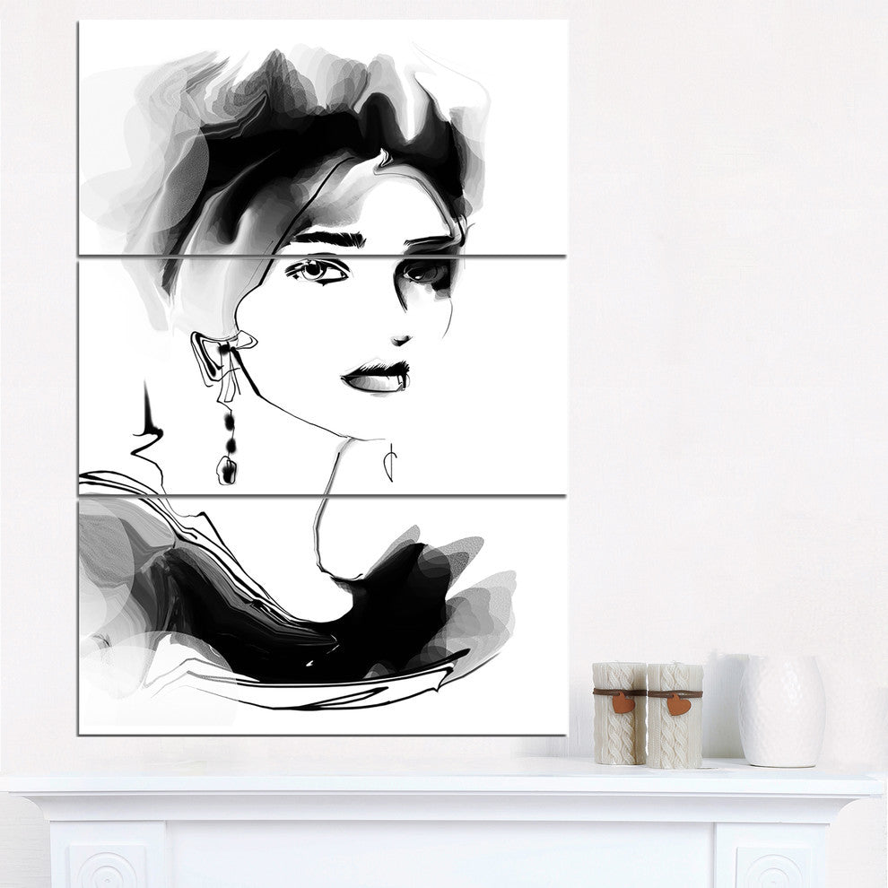 "Pretty Woman Black" Digital Metal Wall Art, 3 Panels, 28"x36"