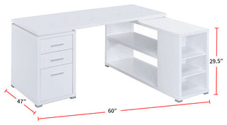 L-Shape Office Desk With Drawers and Shelves, White