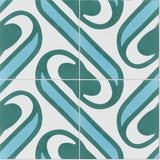 8"x8" Surf Aqua Handcrafted Cement Tile, Set of 16