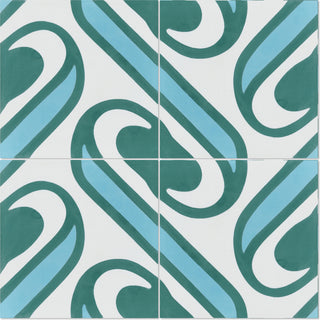 8"x8" Surf Aqua Handcrafted Cement Tile, Set of 16