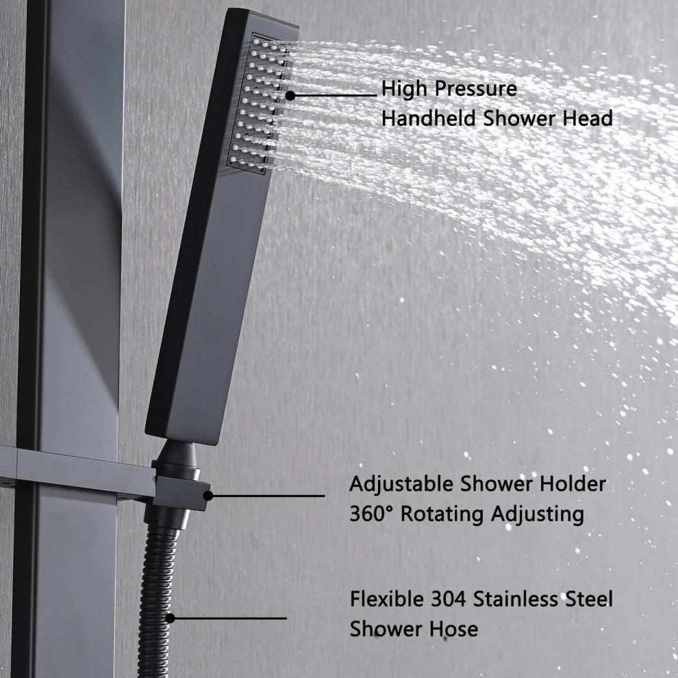 Wall mounted exposed installation shower system, Matte Black