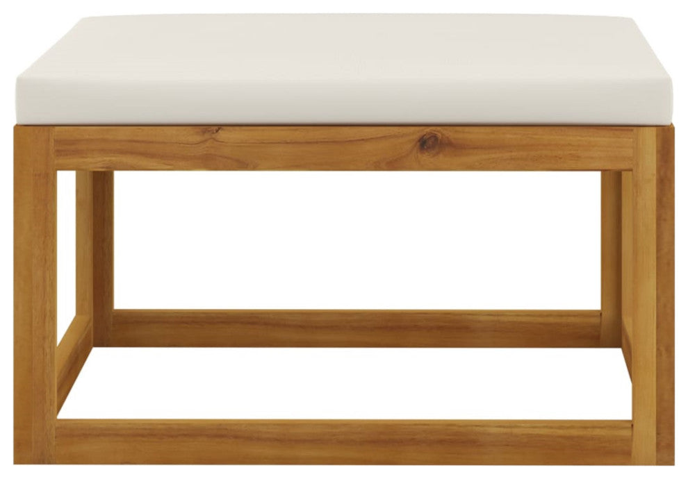 Vidaxl Footrest With Cream White Cushion Solid Acacia Wood