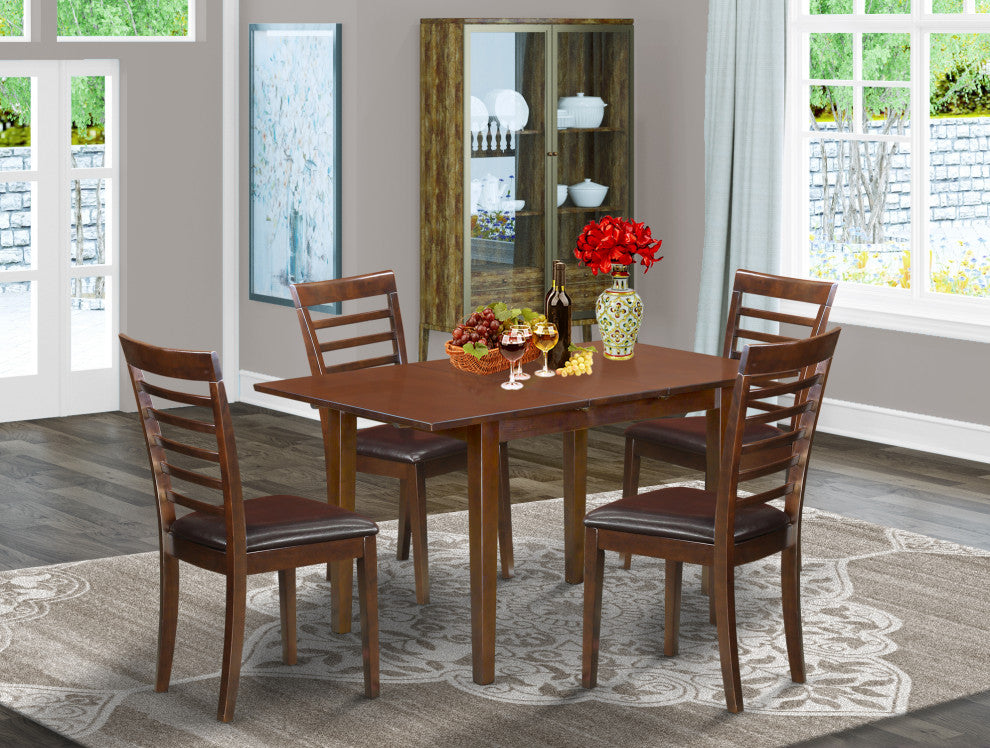 5 Pc Kitchen Tables Set - Table With Leaf And 2 Chairs For Dining Room