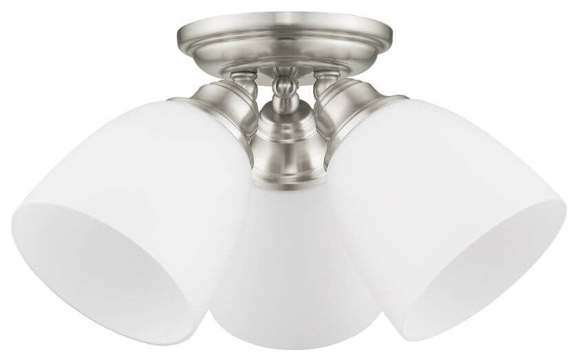 Livex Somerville 3 Light 14" Flush Mount, Brushed Nickel