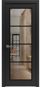 Solid French Door 18x96 | Lucia 2466 Matte Black| Bathroom