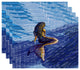 18"x14" Mermaid, Geometric Print Placemat, Blue, Set of 4