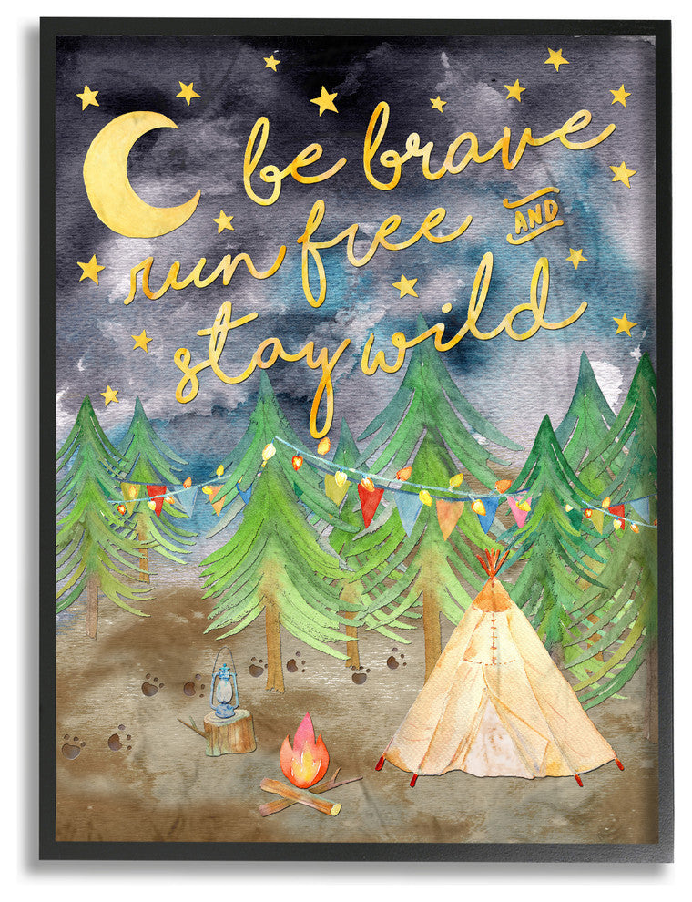 Stupell Industries Be Brave Camping Painting, 16 x 20