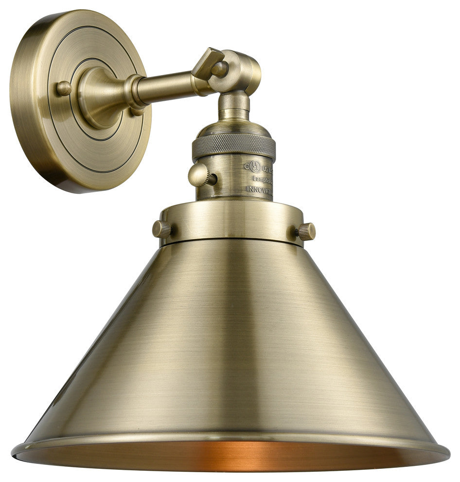 Briarcliff 1-Light LED Sconce, Antique Brass, Shade: Antique Brass