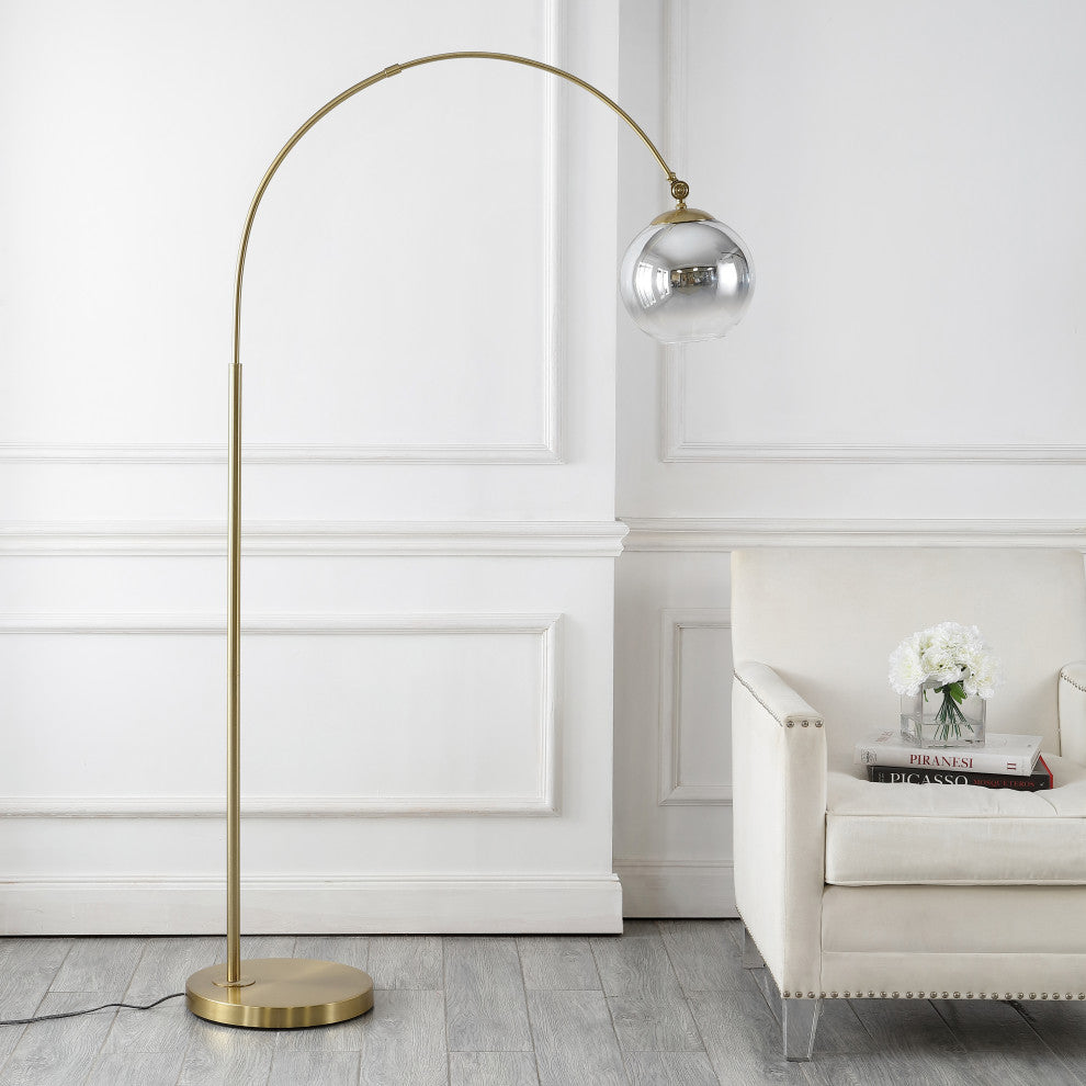 Nora 71" Coastal Vintage Iron LED Floor Lamp, Gold