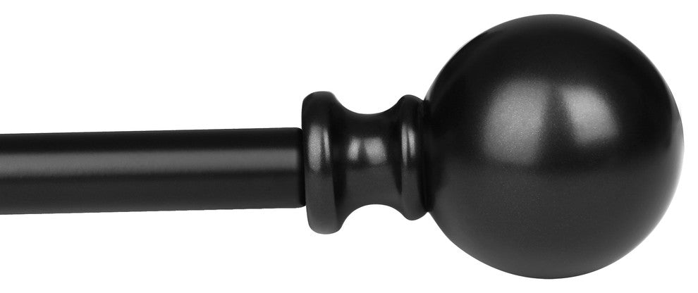 Utopia Alley Curtain Rod with Round Finials, Adjustable Length 28-48", Black