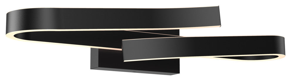 Borealis Curled Rectangular LED Vanity Wall Sconce, Black