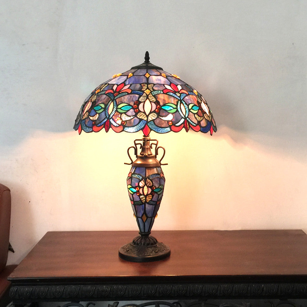 Priscilla 3-Light Victorian Double Lit Table Lamp 18"