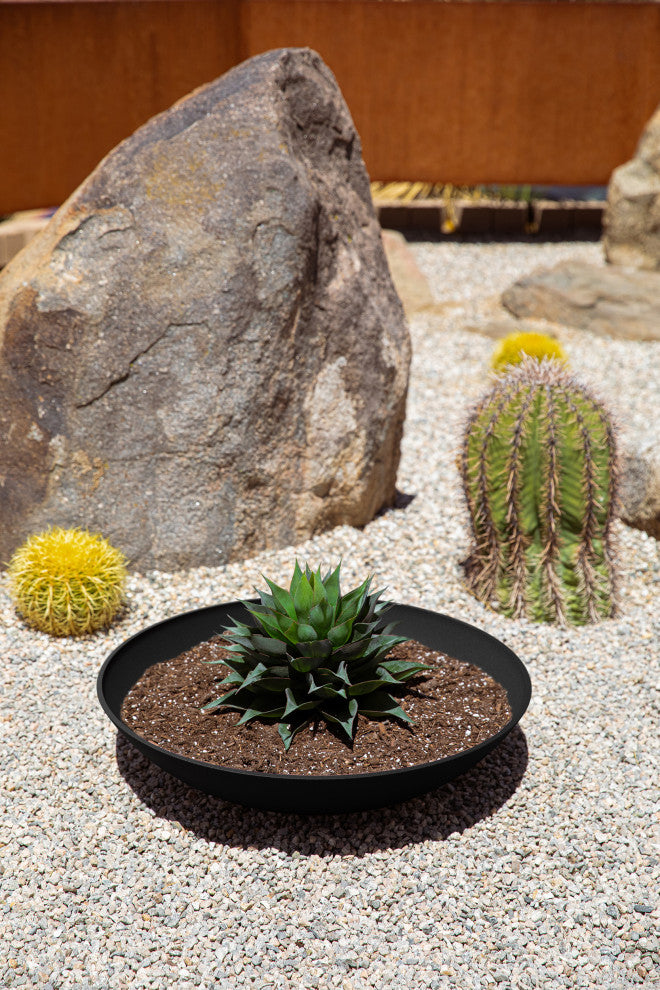 Lane Round Planter Bowl, Black, 24'', 2 Pack