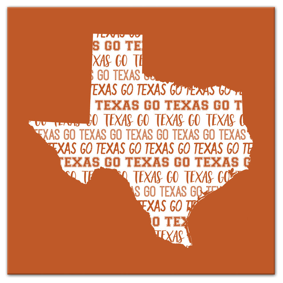 Orange Texas Go Team 16x16 Canvas Wall Art