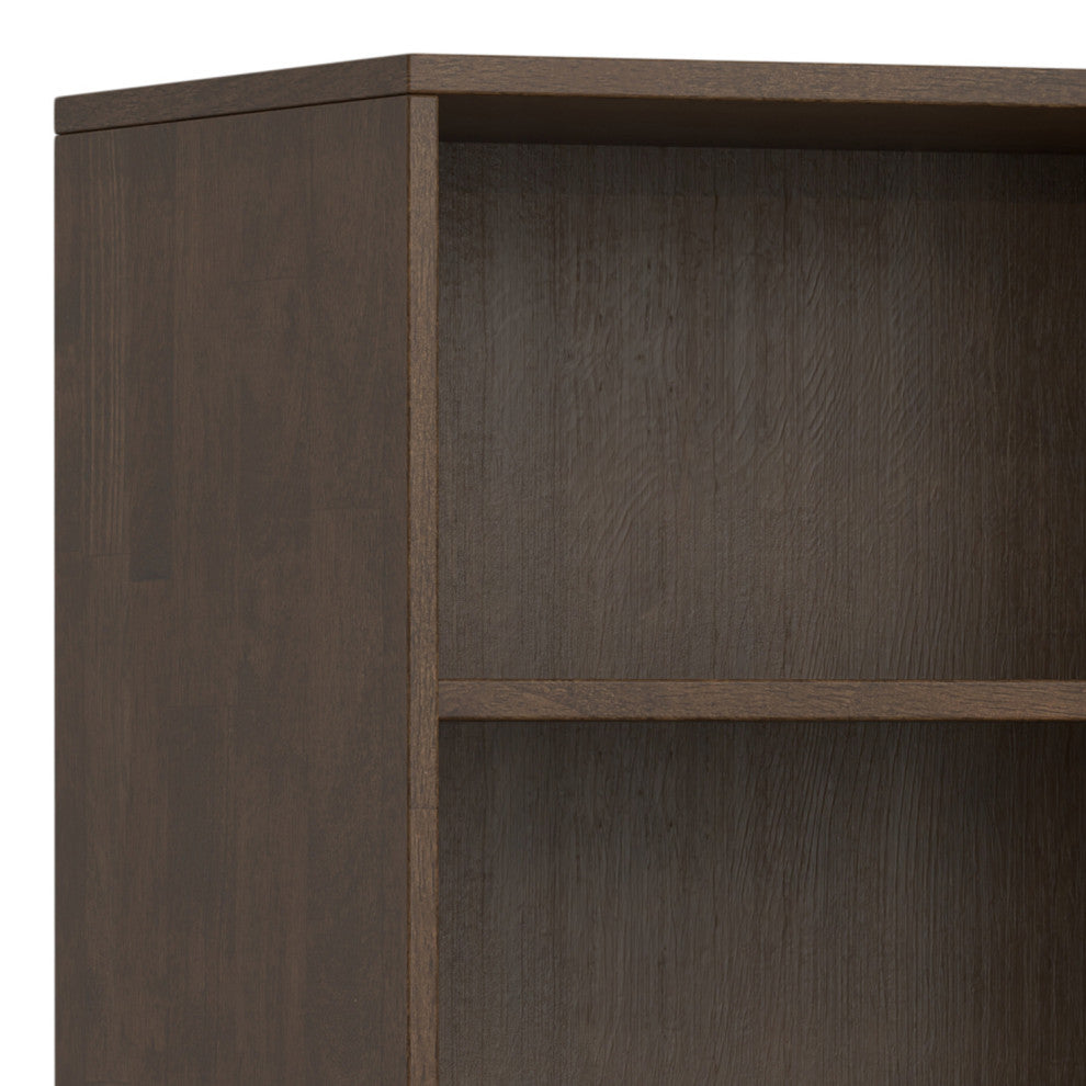 Harper Solid Hardwood 5 Shelf Bookcase, Walnut Brown