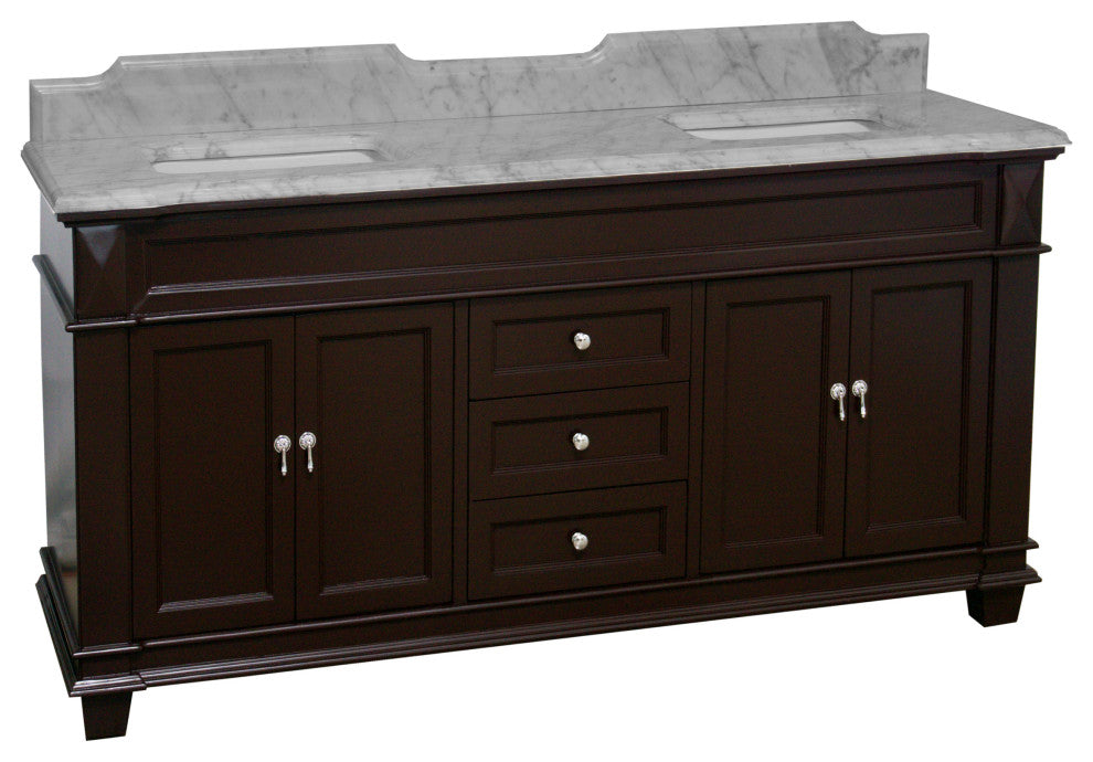 Elizabeth 72" Double Bathroom Vanity, Chocolate, Carrara Marble