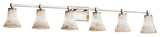 Alabaster Rocks! Tetra 6-Light Bath Bar, Round Flared, Nickel, LED