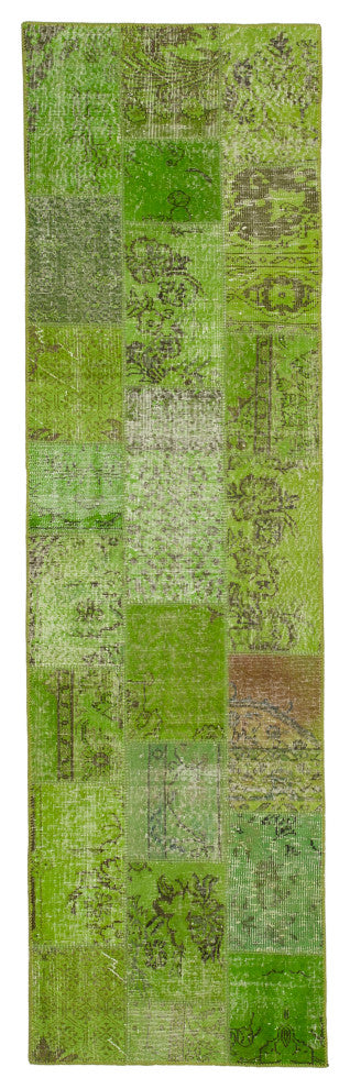 Rug N Carpet - Hand-Knotted Turkish 2' 10" x 9' 10" Vintage Patchwork Runner Rug