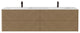 Lotus 59"W Oak Wallmount Vanity With White Solid Surface Int. Double Sink Top