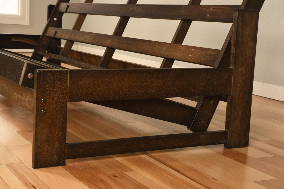 Rowan Frame, Reclaim Mocha Finish, Suede Blue Mattress