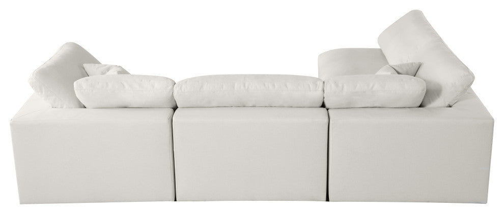 Plush Velvet / Down Standard Comfort L-Shaped Modular Sectional, Cream, 4-Piece: 2 Armless Chair, 2 Corner Chair