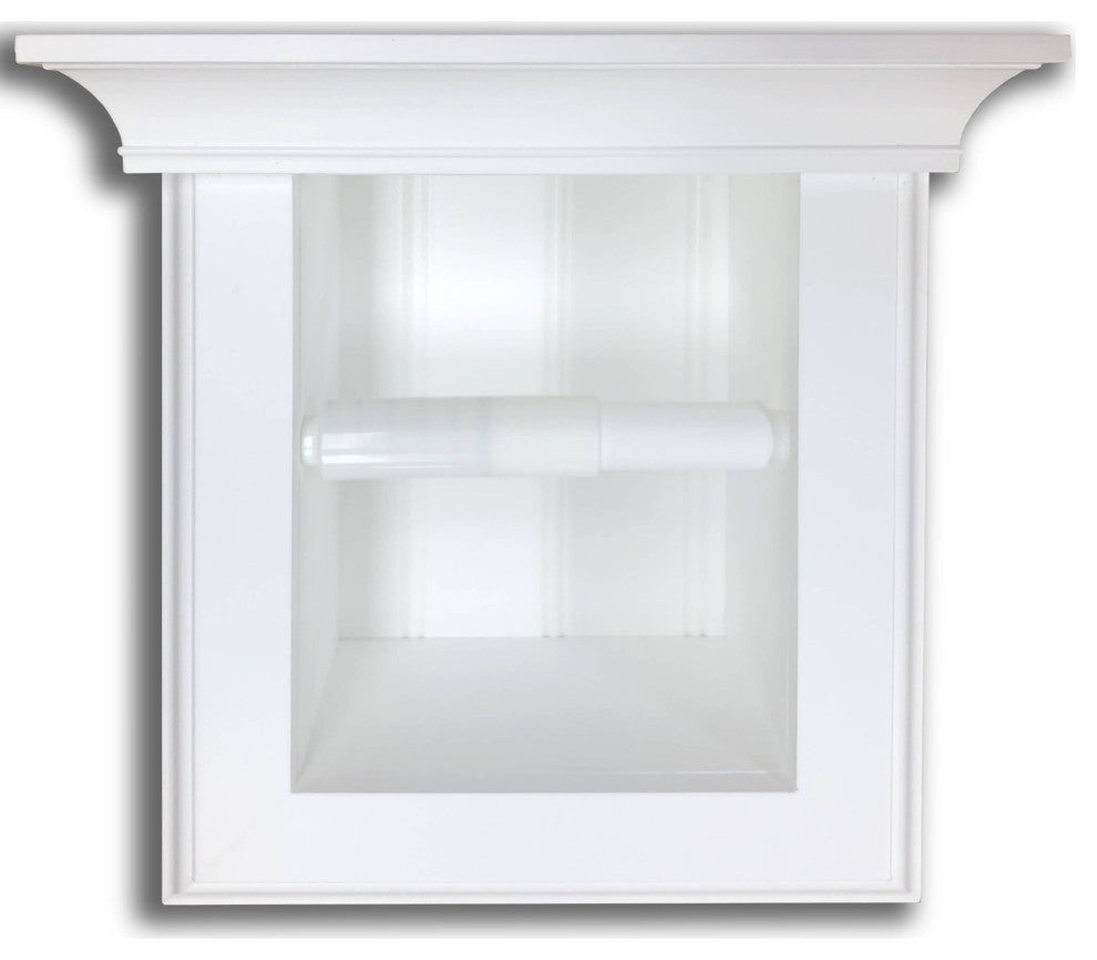Tampa Recessed Solid Wood Toilet Paper Holder 7 x 8.5, White Enamel