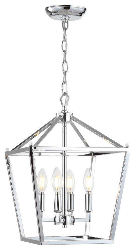 Pagoda Lantern Metal LED Pendant, Chrome, 12"