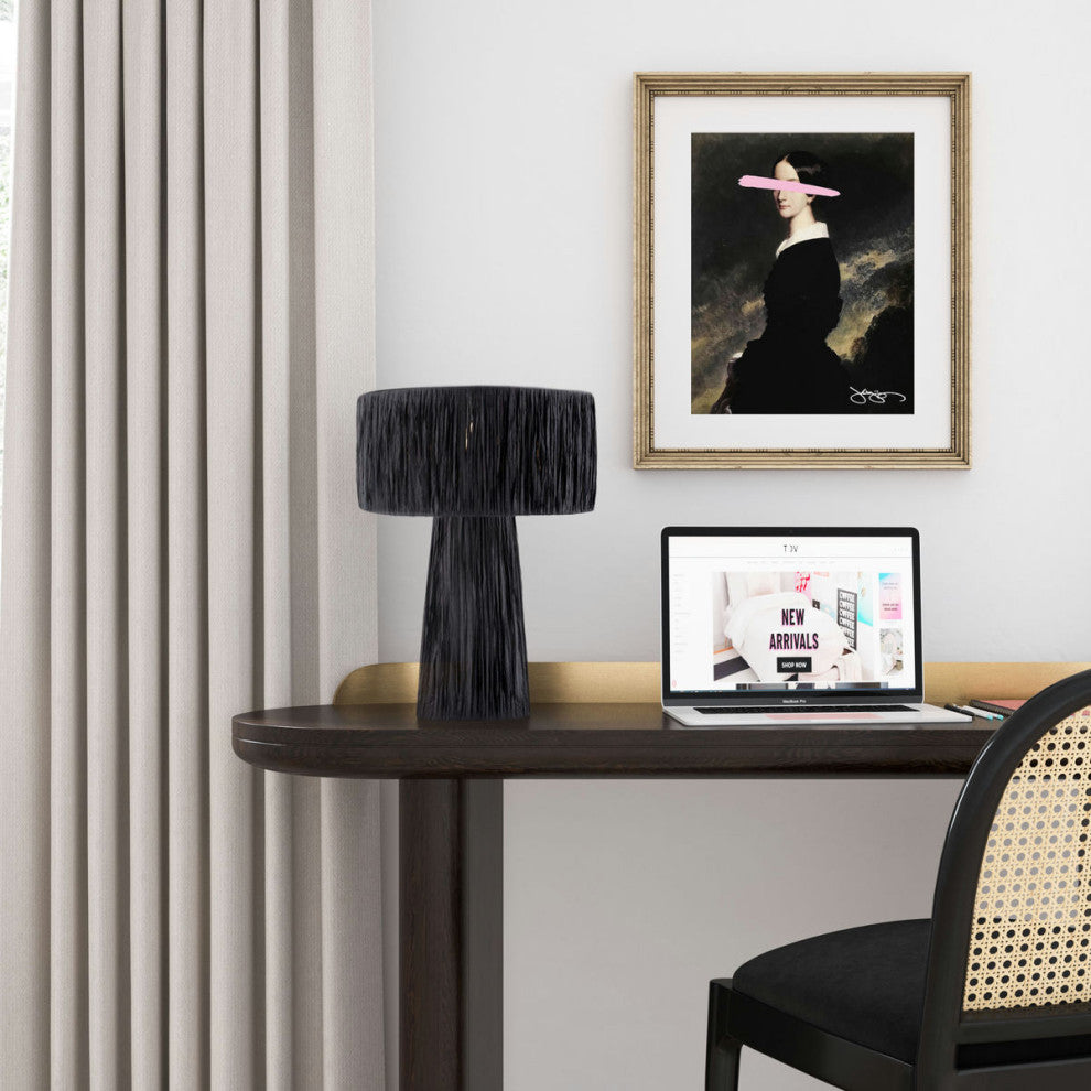 Shelby Rafia Black Table Lamp, Black