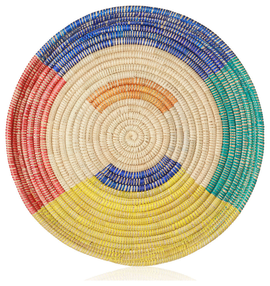 Palm Tray Plate and Wall Art, Artisan Crafted, Malawi, Multicolor, 19.75"