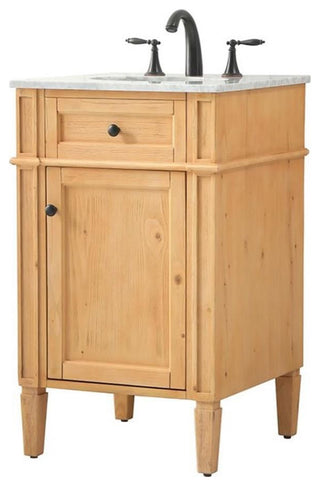 Elegant Decor Park Avenue 21" Aluminum MDF Single Bathroom Vanity - Natural Wood