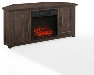 Camden 48" Corner TV Stand With Fireplace, Dark Walnut