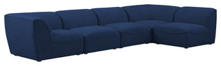 Miramar Linen Textured Fabric  5-Piece Modular L-Shaped Sectional, Navy