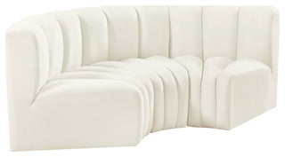Arc Velvet Upholstered 3-Pc. Inward Curved Modular Sectional, Cream