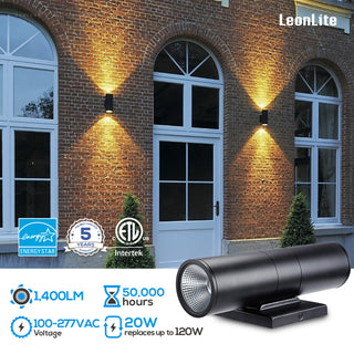 8-Pack 20W LED Cylinder Up Down Wall Light, Aluminum Finish Outdoor Wall Lamp