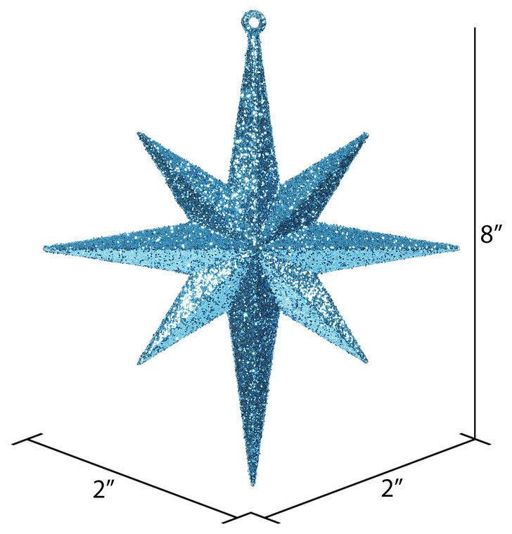 Vickerman 8" Plastic Iridescent Glitter Bethlehem Star, Turquoise