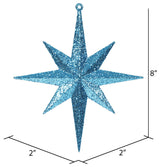 Vickerman 8" Plastic Iridescent Glitter Bethlehem Star, Turquoise