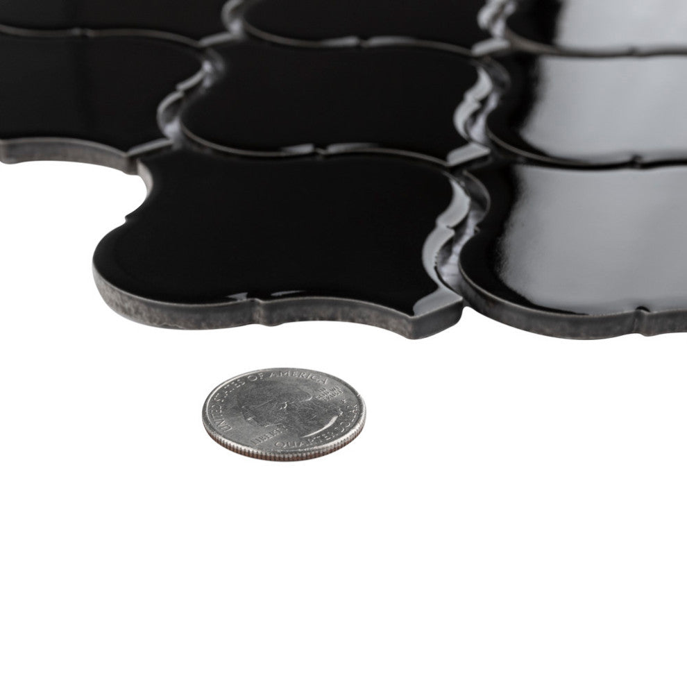 Metro Lantern Glossy Black Porcelain Floor and Wall Tile