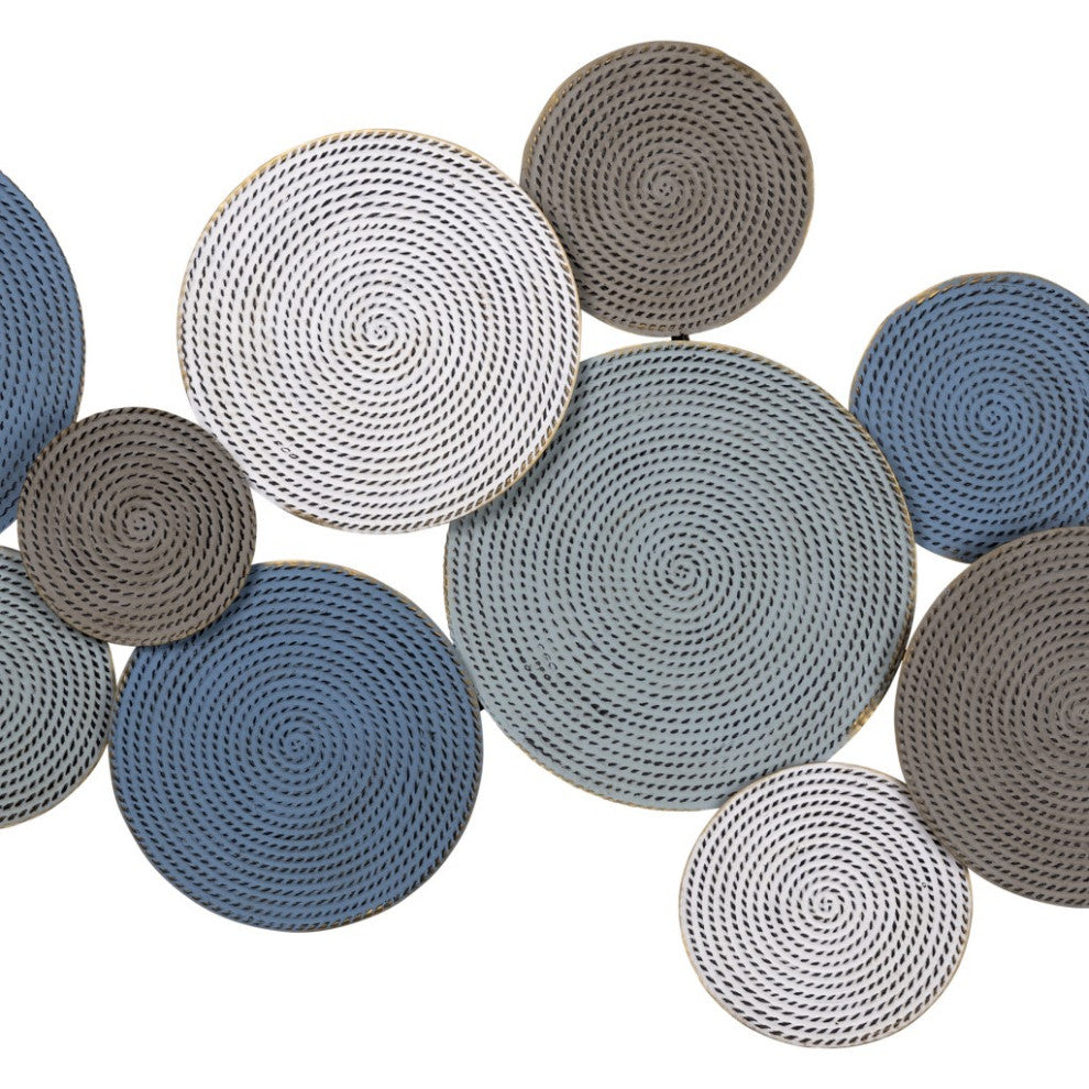 Shades of Blue and Pink Layered Metal Plate Wall D"cor