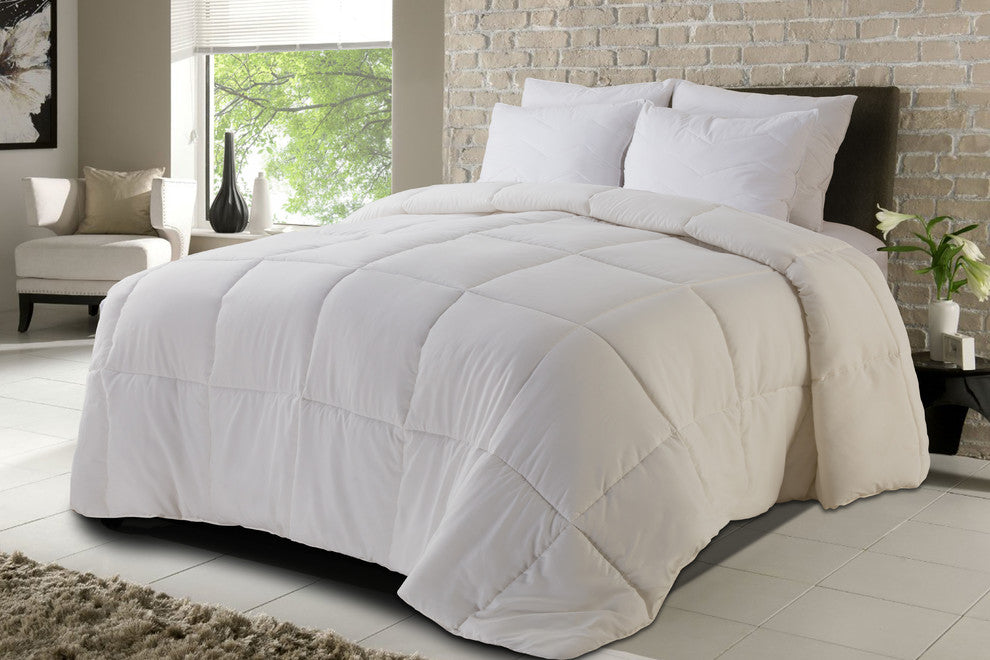 All Season Microfiber Down Alternative Comforter, White, Twin