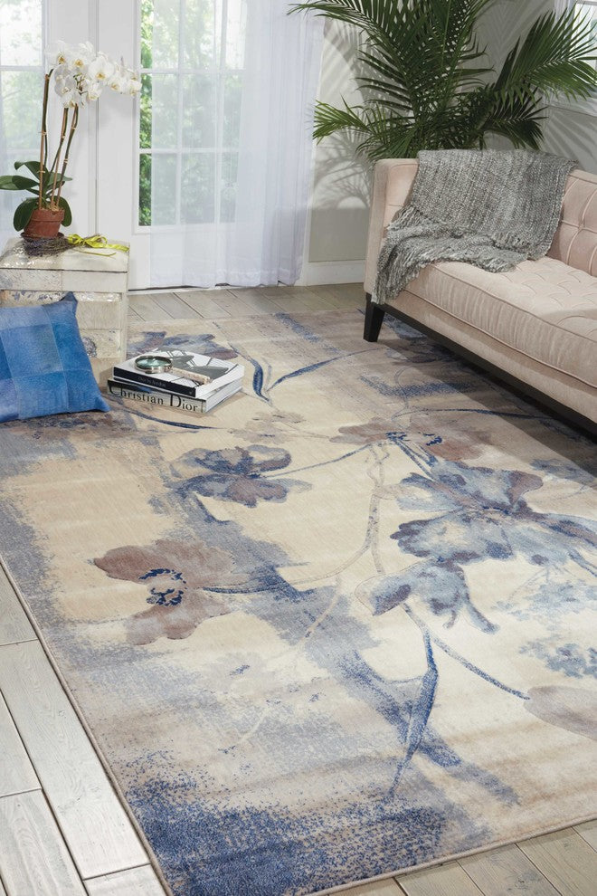 Nourison Somerset 3'6" x 5'6" Ivory/Blue Farmhouse Indoor Area Rug