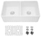 33" L X 20" W Double Basin Farmhouse Kitchen Sink With Grid And Strainer