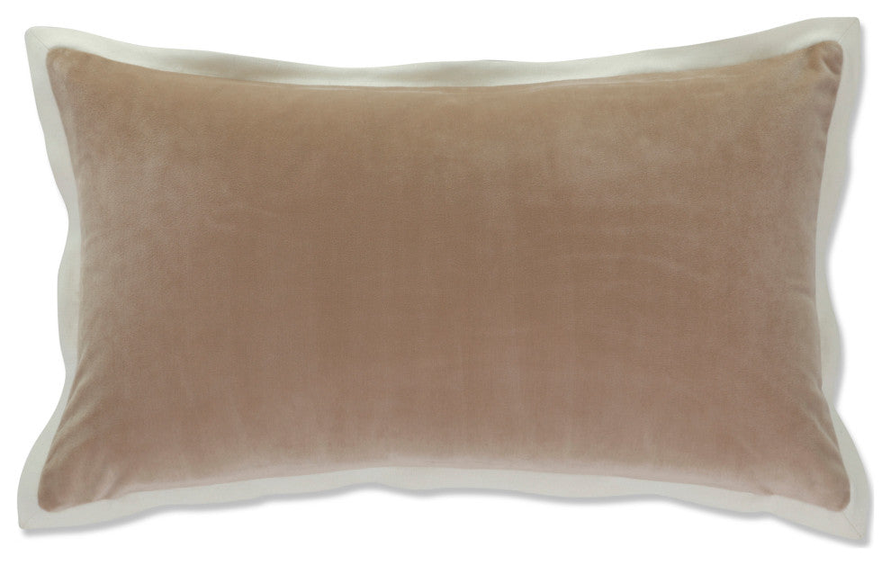 Velvet Flange Natural Rectangular Throw Pillow