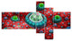 Red Fractal Exotic Planet, Abstract Canvas Art Print, 60"x32", 5 panels