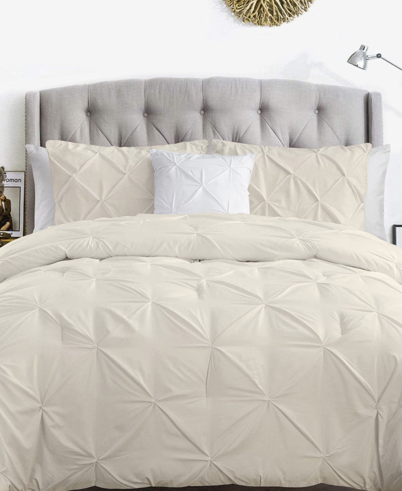 Organic Cotton 300 TC GOTS Certified 8 Internal Ties Fair Trad Pintuck Duvet Set