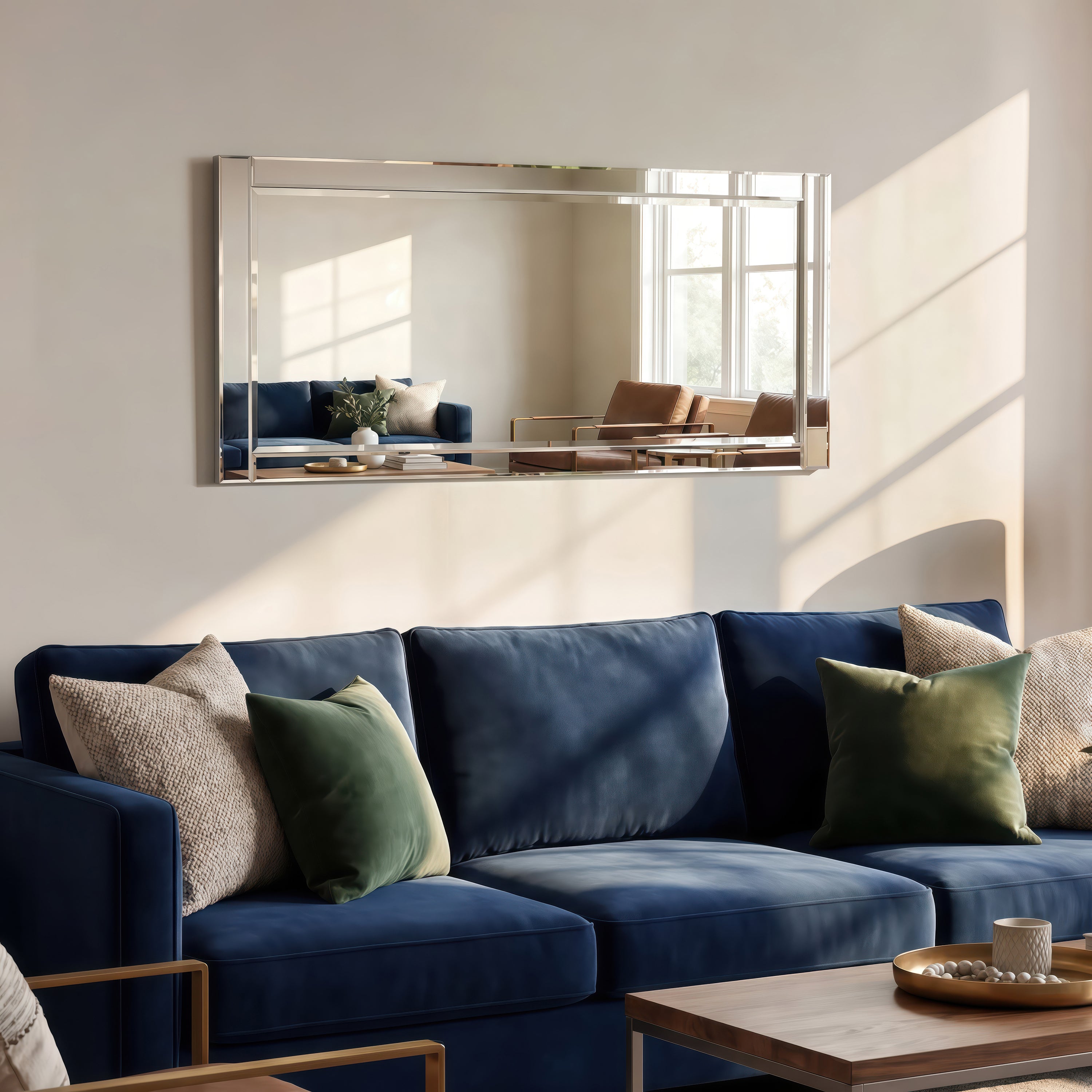 Modern Beveled Wall Mirror, 24"x54"