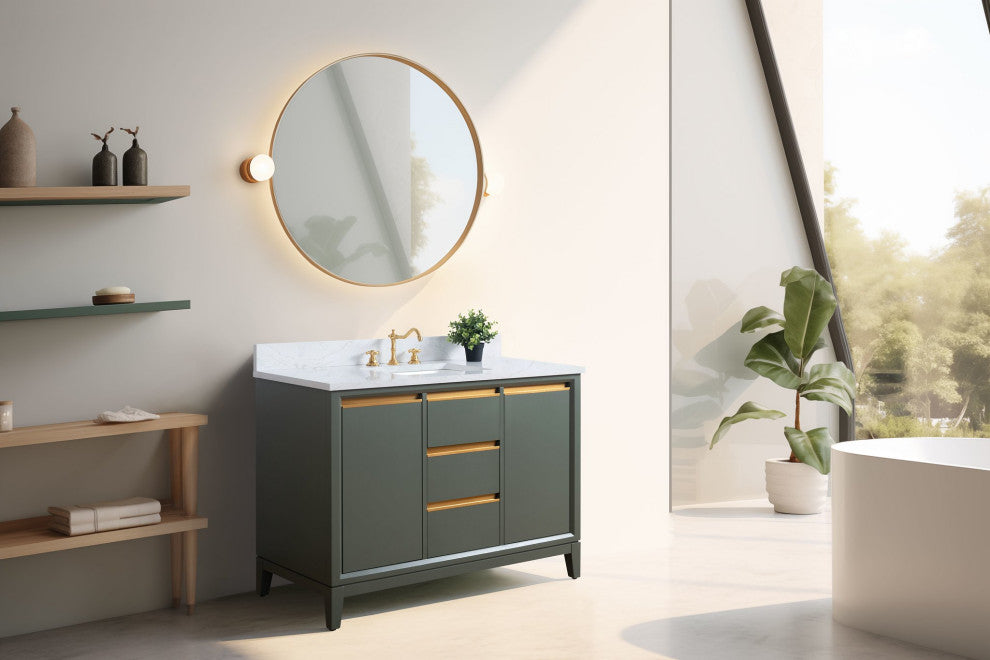 Vanity Art Bathroom Vanity With Sink, Vintage Green, 48" Single