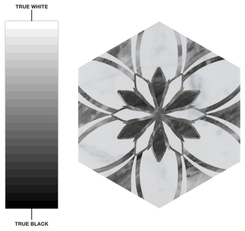 Classico Bardiglio Hexagon Dahlia Dark Porcelain Floor and Wall Tile