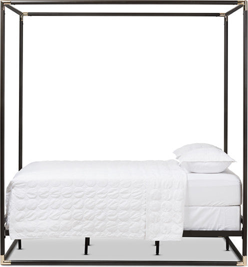 Eva Black Finished Metal Canopy Queen Bed