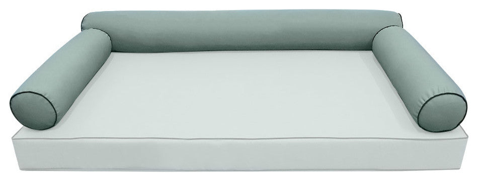 Style 6 Twin-XL Contrast Pipe Trim Bolster Pillow Outdoor Slip Cover ONLY AD002