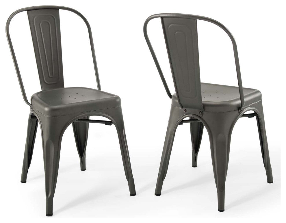 Promenade Bistro Dining Side Chair Set of 2-Gunmetal